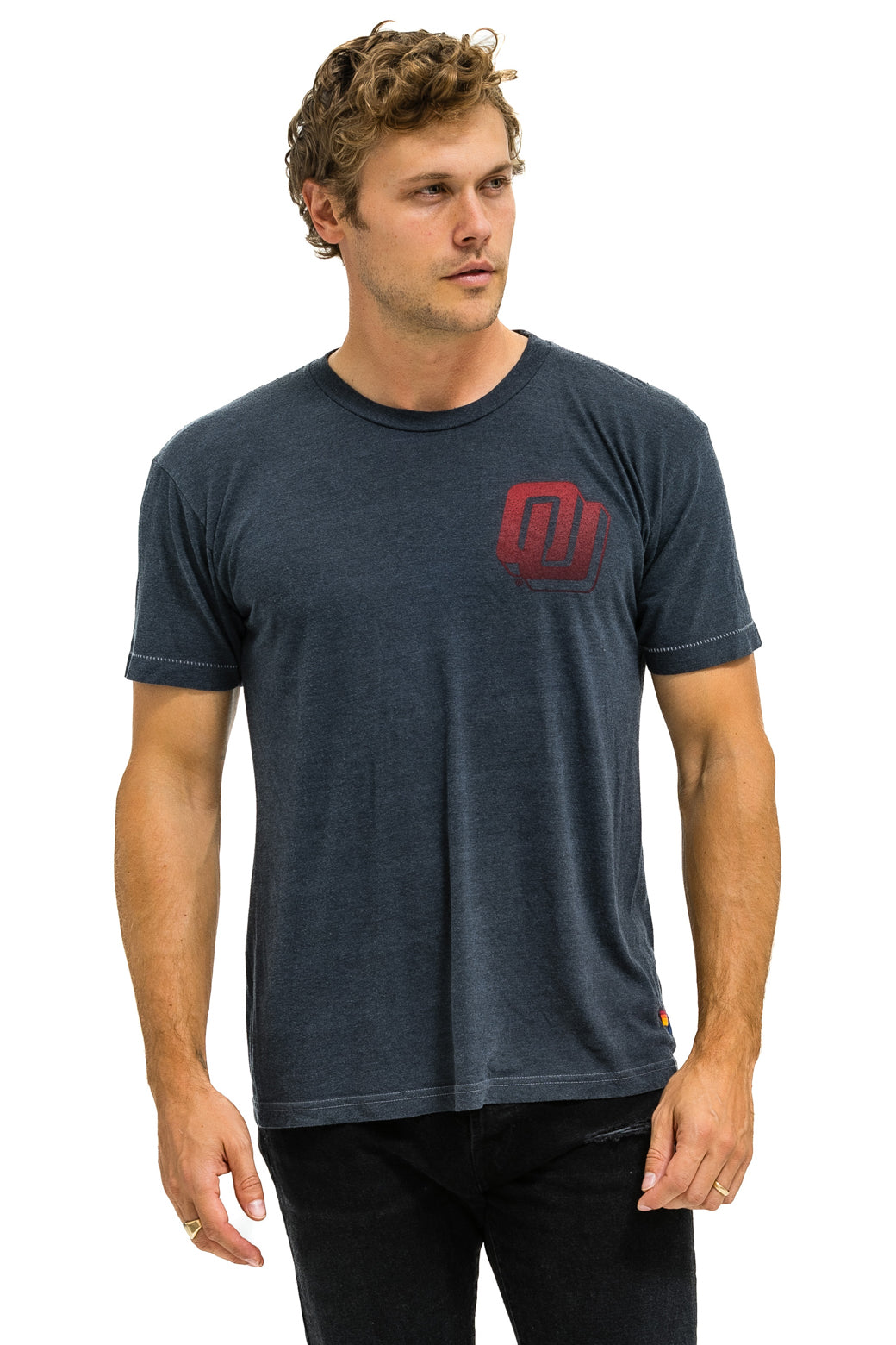 UNIVERSITY OF OKLAHOMA BOLT CREW TEE SHIRT - CHARCOAL