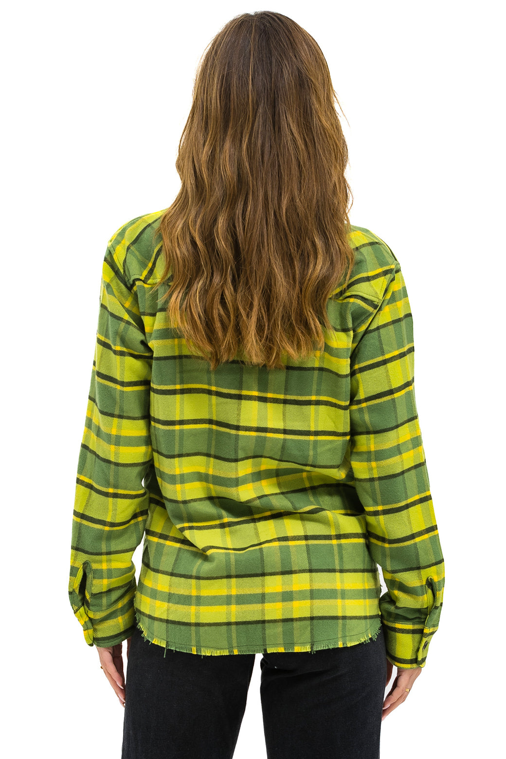 PLAID FLANNEL LIGHT WEIGHT UNISEX WESTERN SHIRT - AVOCADO PLAID