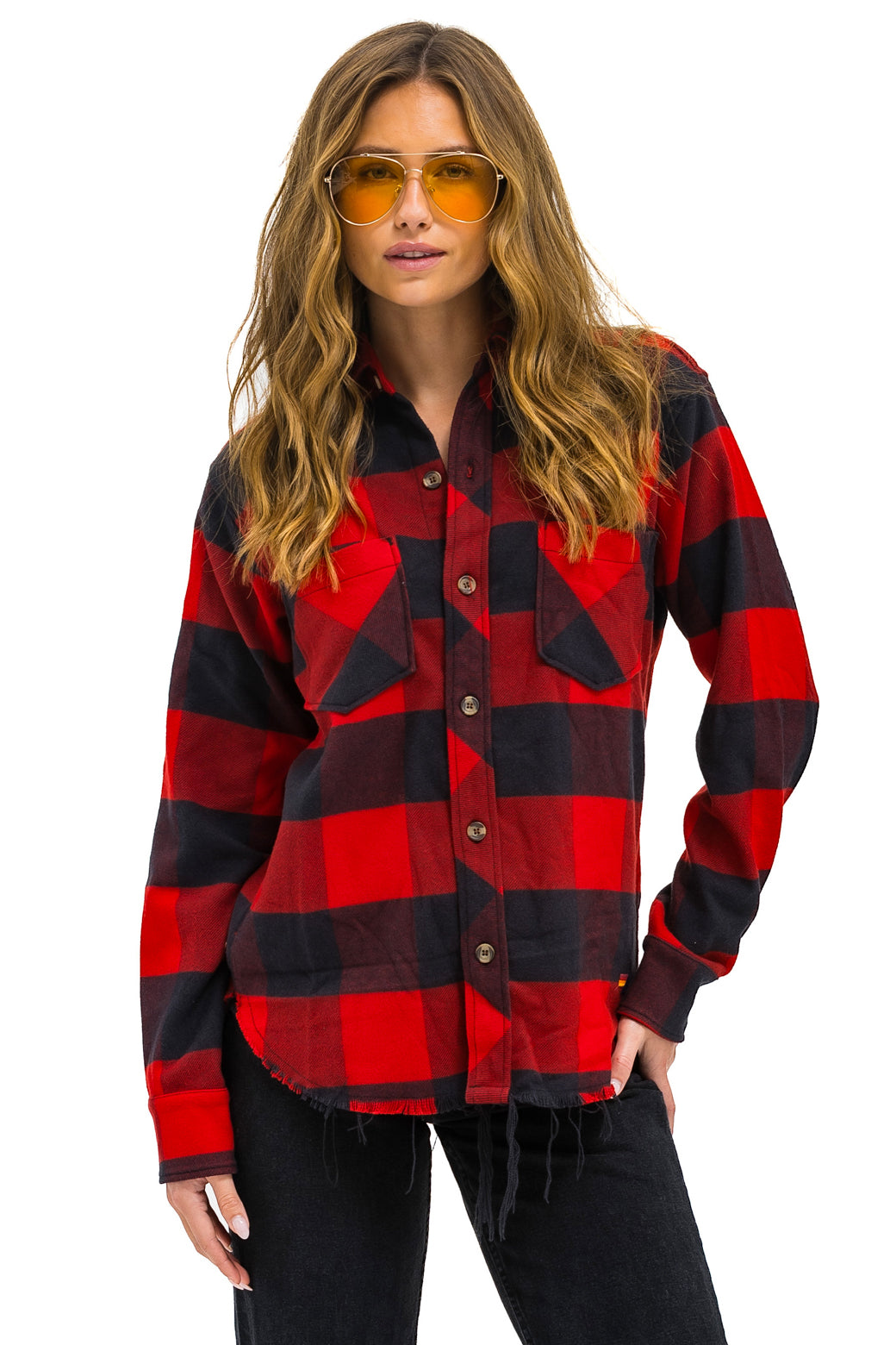 PLAID FLANNEL LIGHT WEIGHT UNISEX WESTERN SHIRT BUFFALO PLAID Aviator Nation