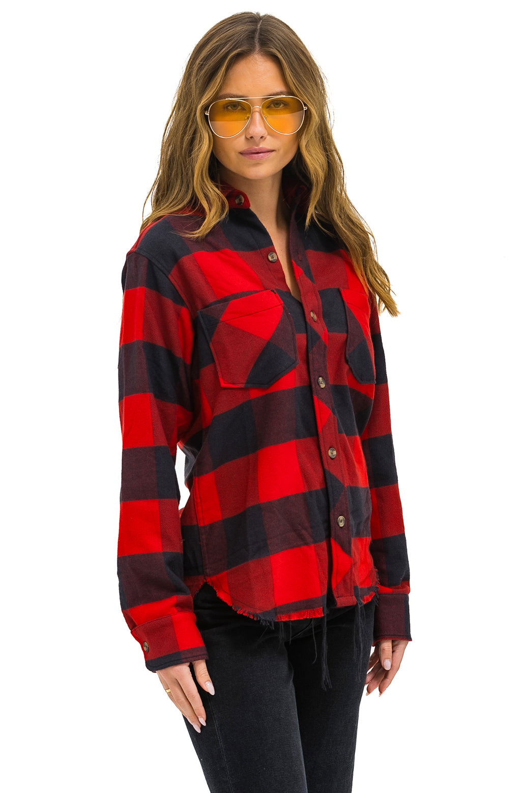 PLAID FLANNEL LIGHT WEIGHT UNISEX WESTERN SHIRT - BUFFALO PLAID