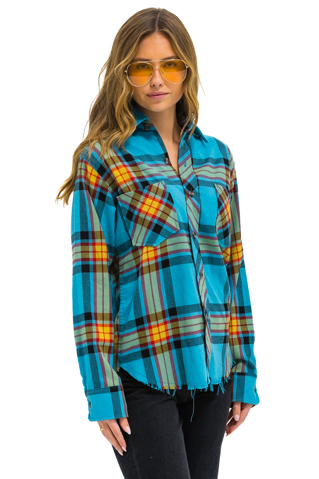 PLAID FLANNEL LIGHT WEIGHT UNISEX WESTERN SHIRT - JACKSON PLAID