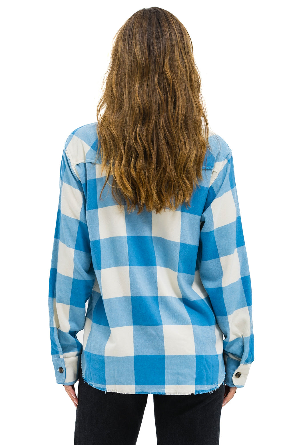 PLAID FLANNEL LIGHT WEIGHT UNISEX WESTERN SHIRT - SKY PLAID