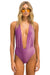 SPARKLE COMO DEEP PLUNGE CROSS BACK WOMENS ONE PIECE - GRAPE