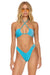 SPARKLE ST TROPEZ BANDEAU HALTER BIKINI TOP - SKY