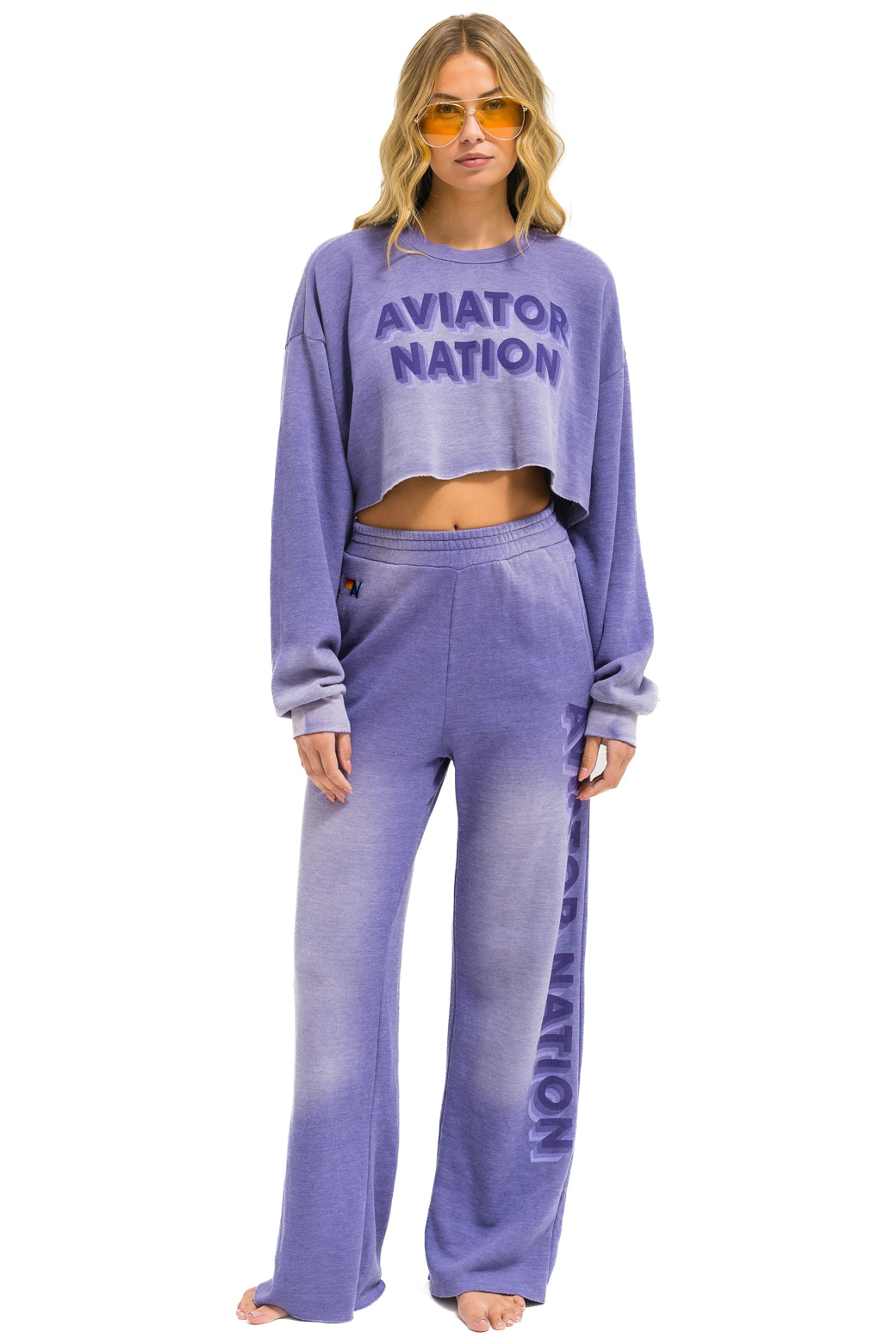 AN 3D WIDE LEG POCKET SWEATPANTS - FADED GRAPE