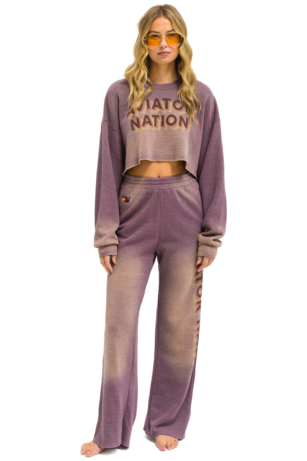 AN 3D CROPPED CREW SWEATSHIRT RELAXED - FADED MOCHA