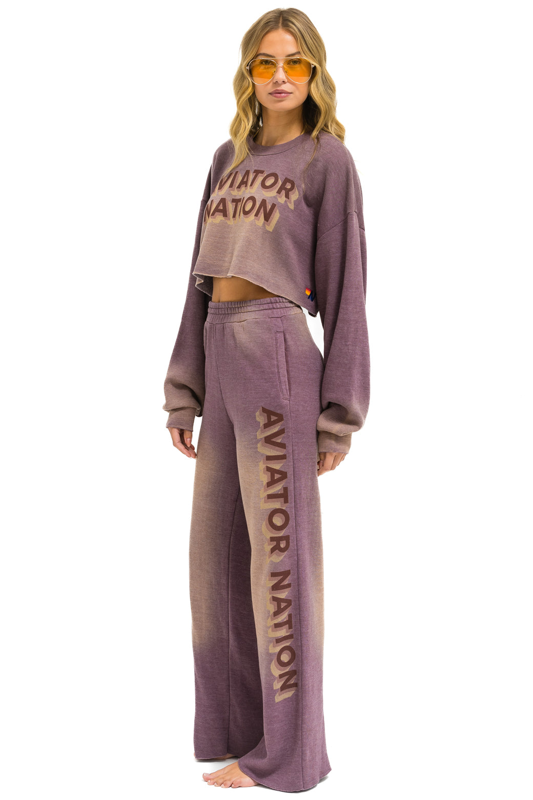 AN 3D CROPPED CREW SWEATSHIRT RELAXED - FADED MOCHA