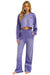 RUGBY STITCH WIDE LEG POCKET SWEATPANTS - FADED GRAPE