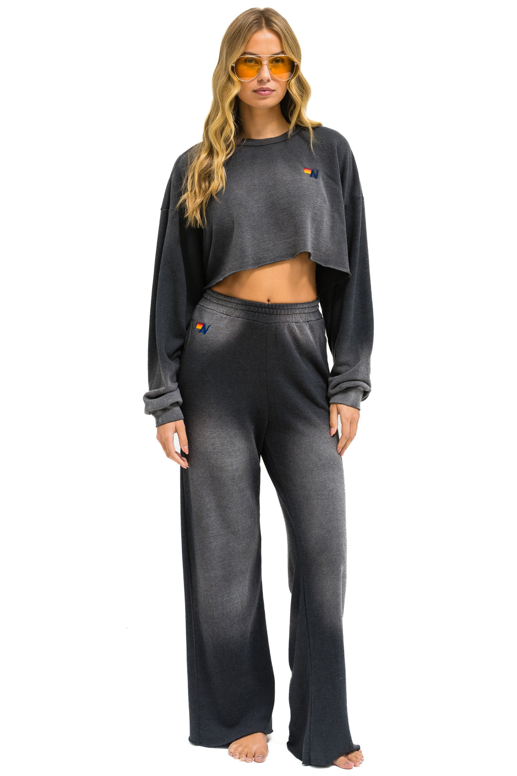 ESSENTIAL WIDE LEG POCKET SWEATPANTS - FADED SMOKE