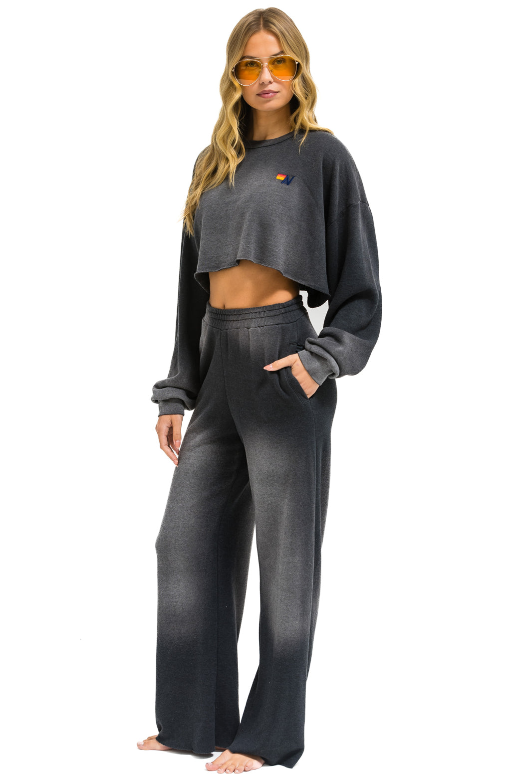 ESSENTIAL WIDE LEG POCKET SWEATPANTS - FADED SMOKE