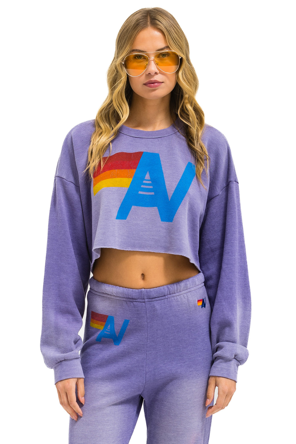 VINTAGE LOGO CROPPED CREW SWEATSHIRT RELAXED - FADED GRAPE