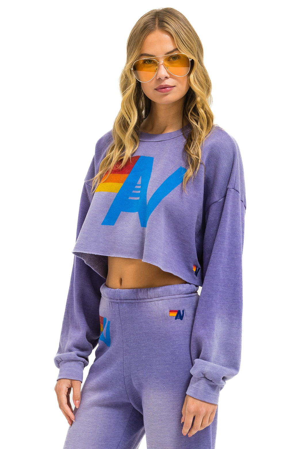 VINTAGE LOGO CROPPED CREW SWEATSHIRT RELAXED - FADED GRAPE