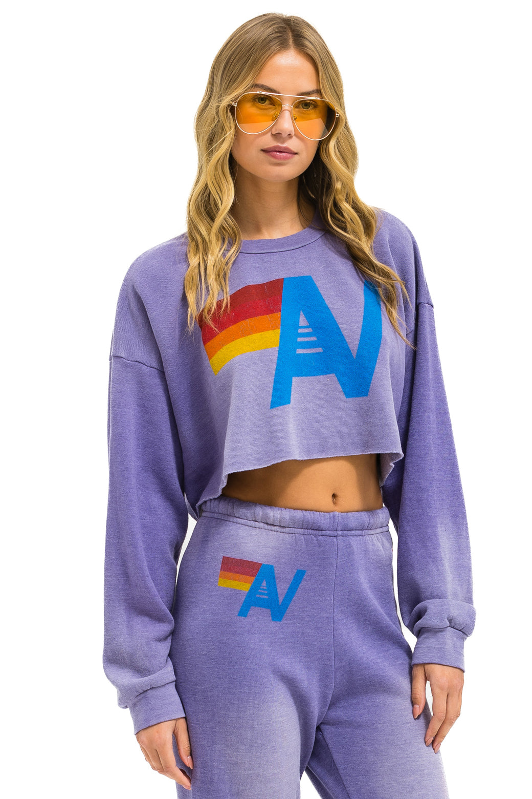 VINTAGE LOGO CROPPED CREW SWEATSHIRT RELAXED - FADED GRAPE