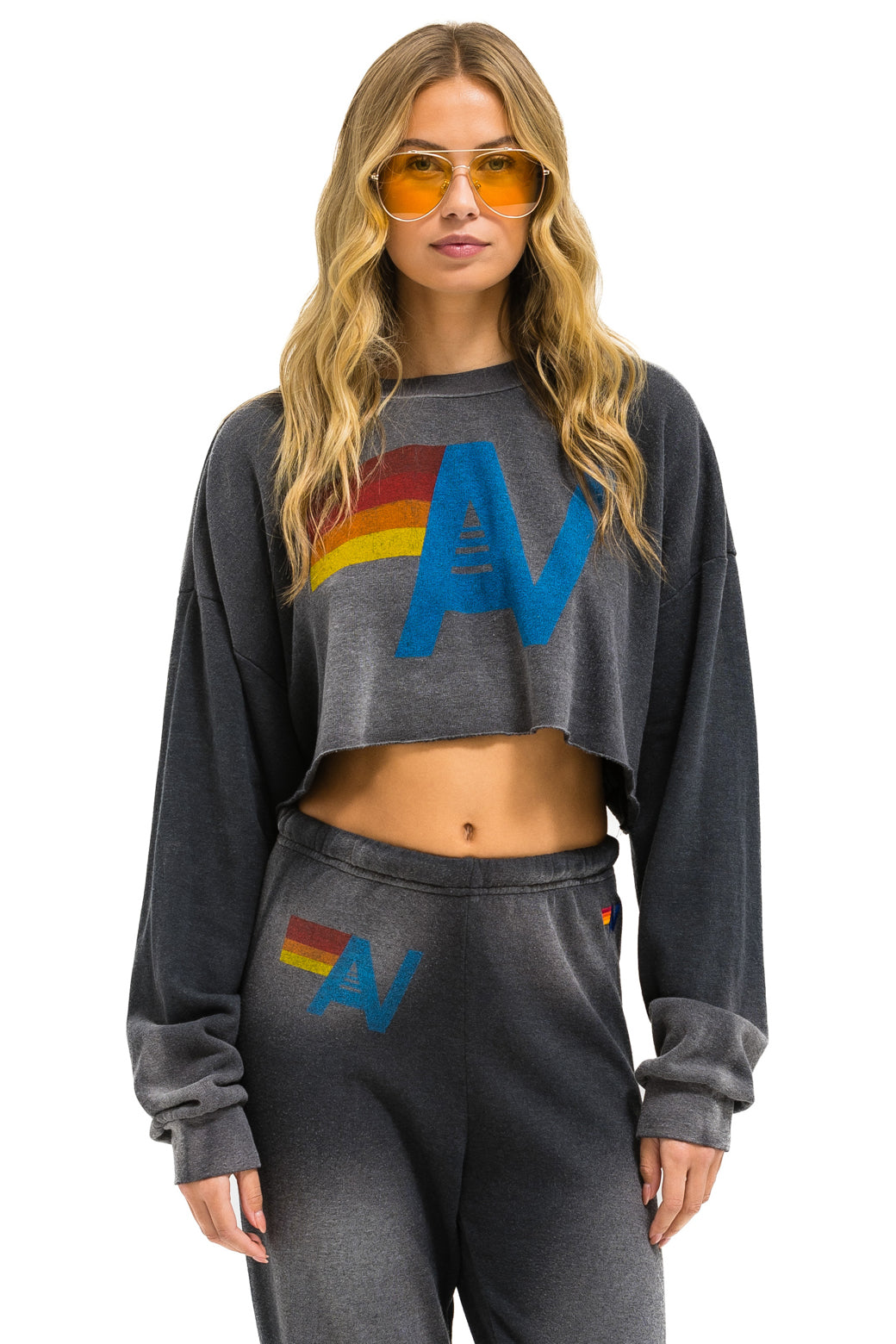 VINTAGE LOGO CROPPED CREW SWEATSHIRT RELAXED - FADED SMOKE