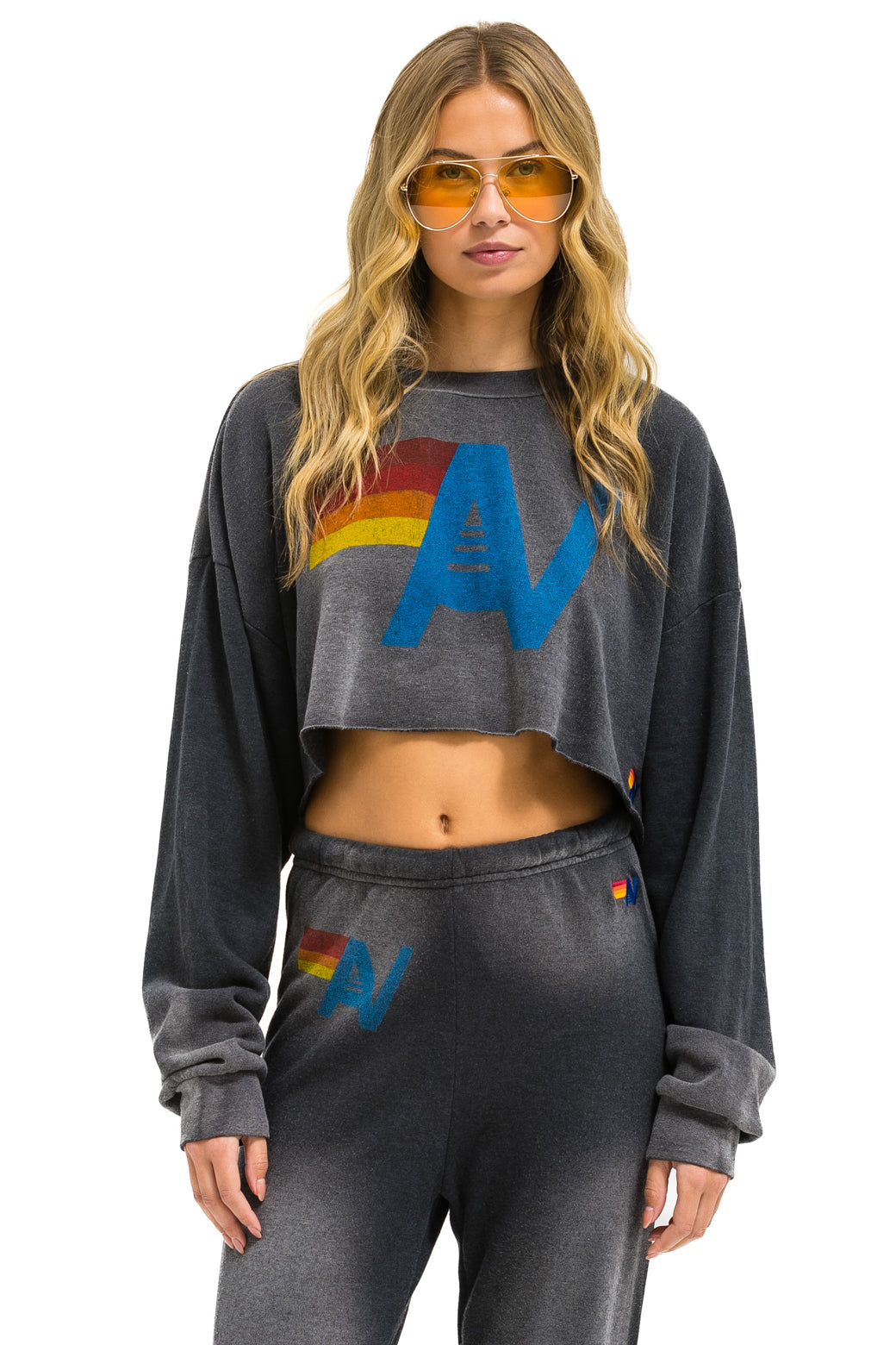 VINTAGE LOGO CROPPED CREW SWEATSHIRT RELAXED - FADED SMOKE