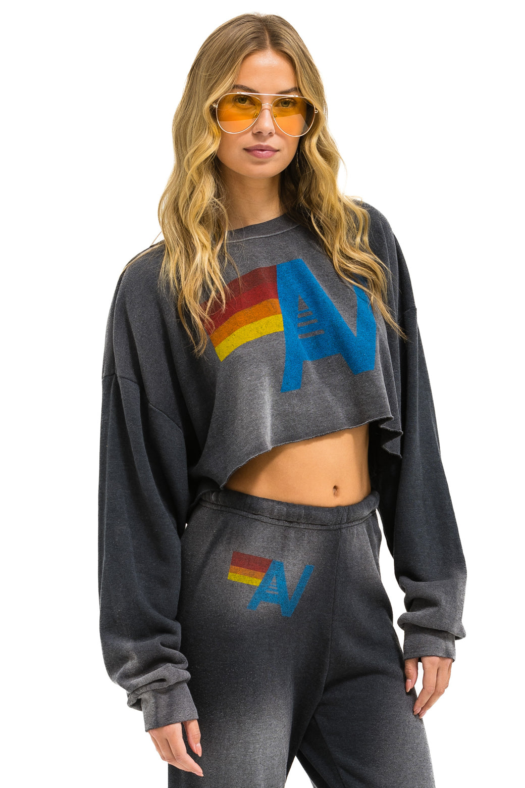 VINTAGE LOGO CROPPED CREW SWEATSHIRT RELAXED - FADED SMOKE