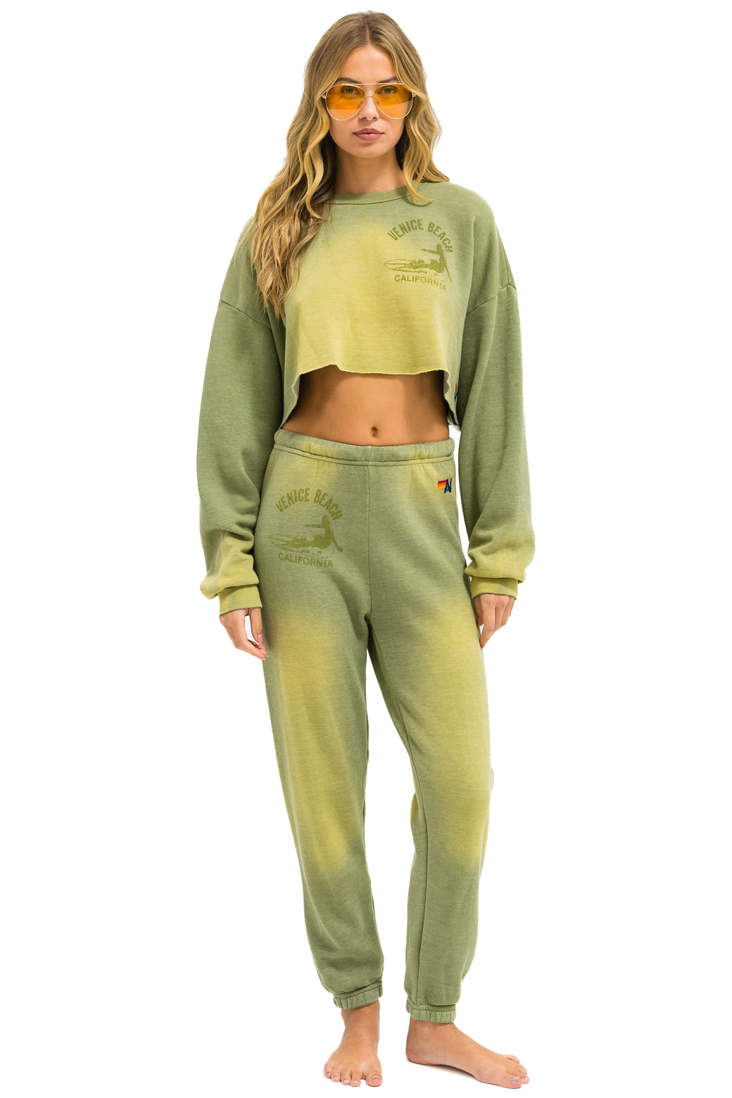 VENICE SURFER CROPPED CREW SWEATSHIRT RELAXED - FADED ARMY