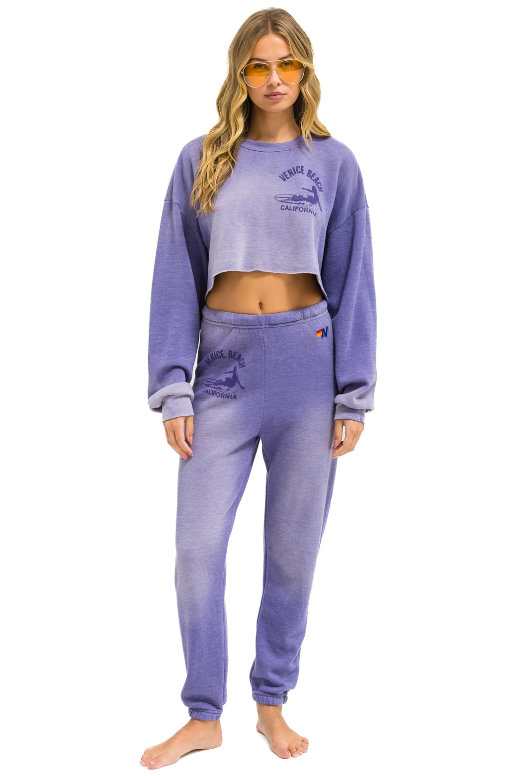 VENICE SURFER CROPPED CREW SWEATSHIRT RELAXED - FADED GRAPE