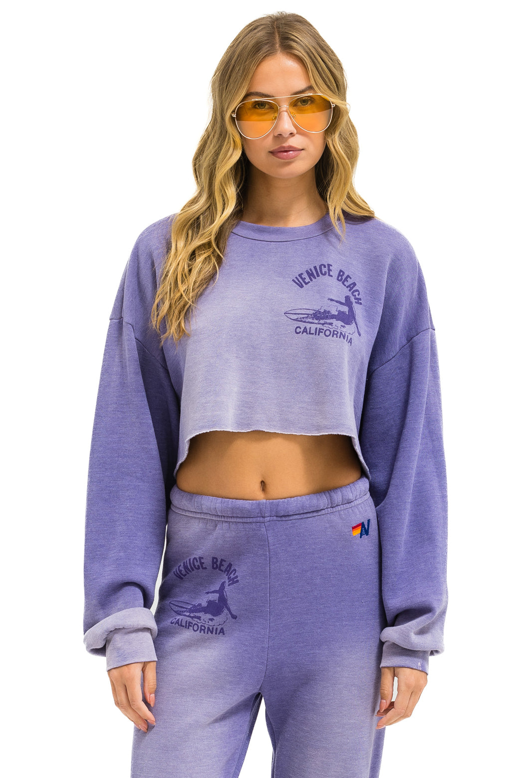 VENICE SURFER CROPPED CREW SWEATSHIRT RELAXED - FADED GRAPE