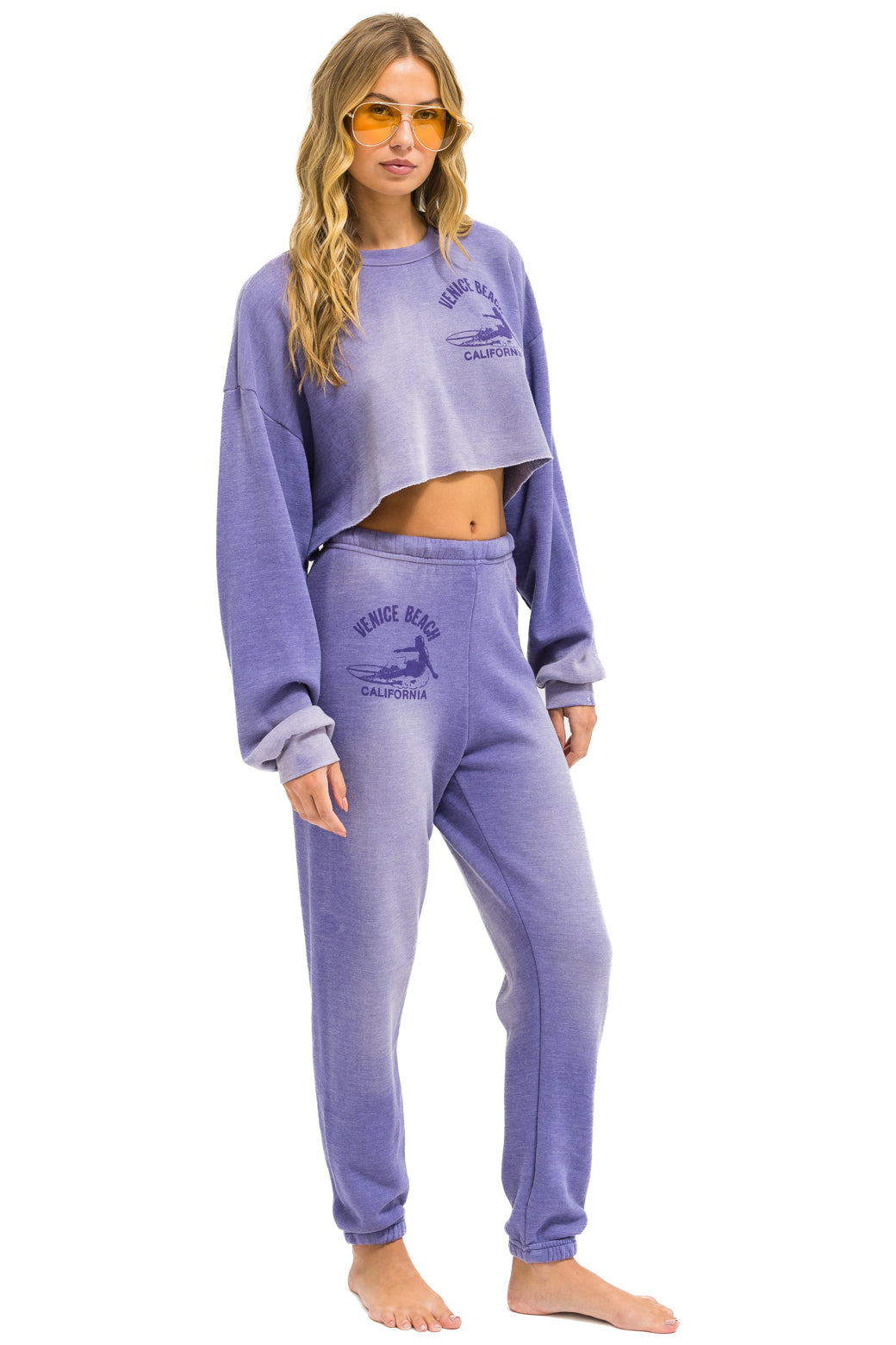 VENICE SURFER CROPPED CREW SWEATSHIRT RELAXED - FADED GRAPE