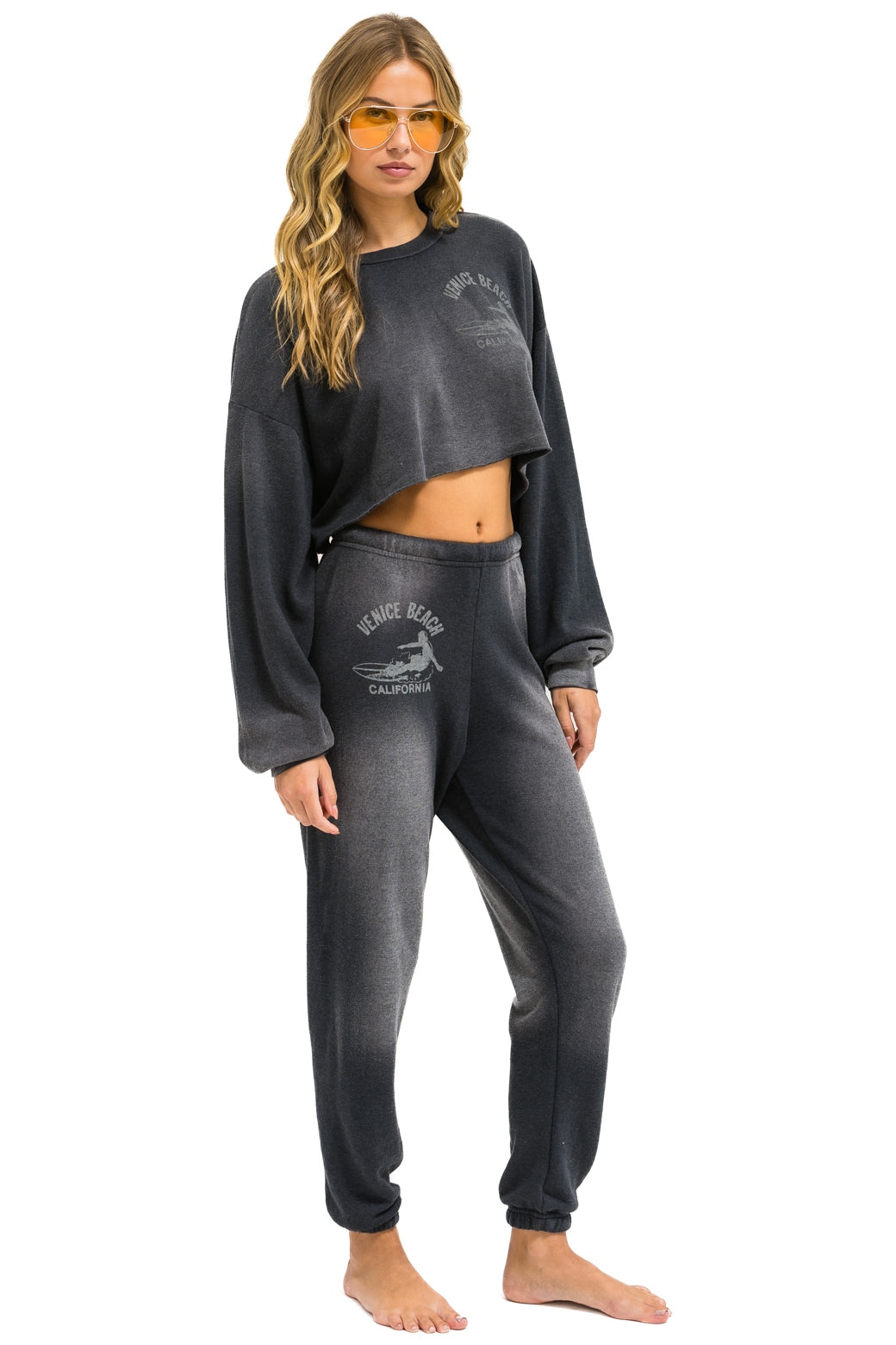 VENICE SURFER CROPPED CREW SWEATSHIRT RELAXED - FADED SMOKE