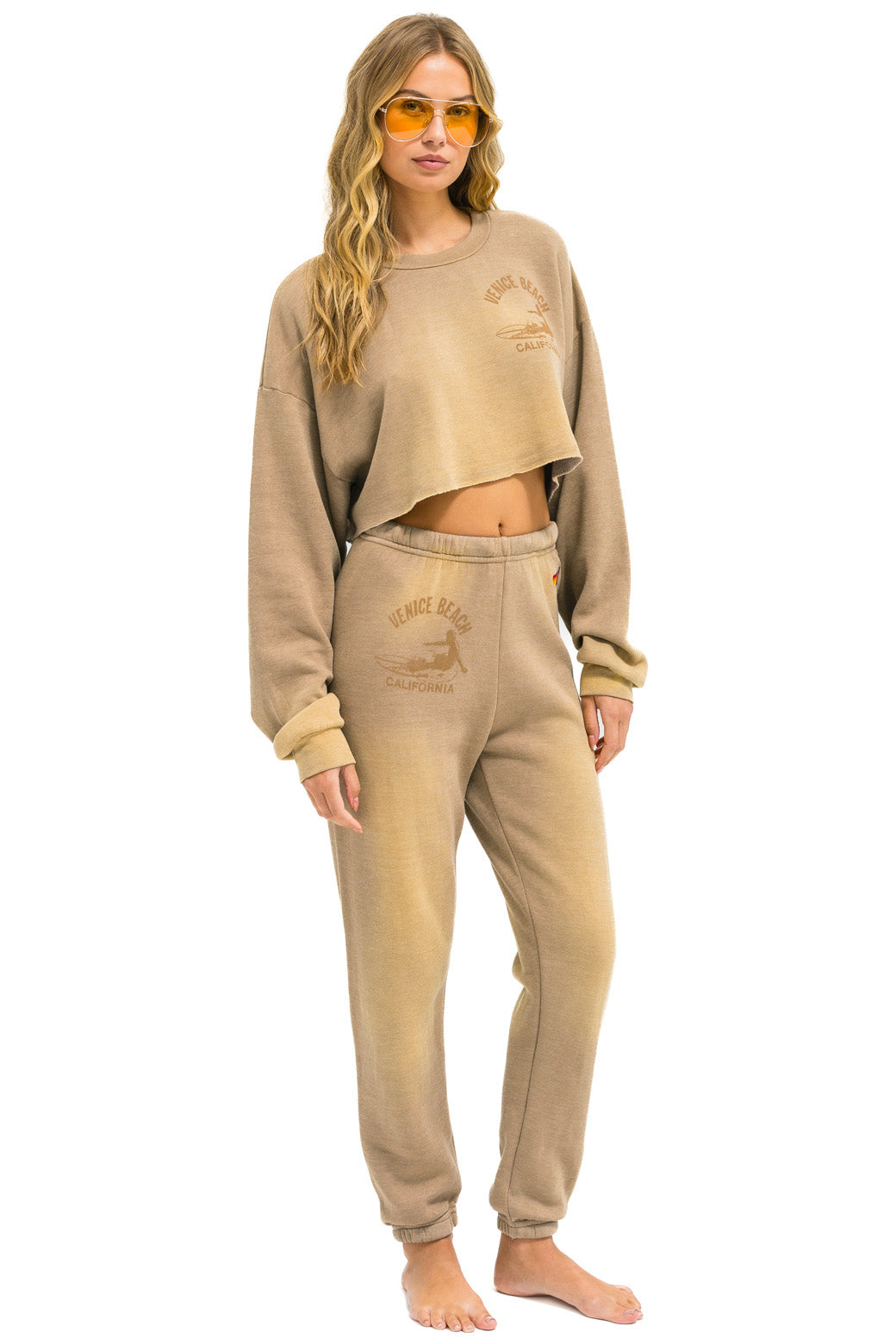 VENICE SURFER CROPPED CREW SWEATSHIRT RELAXED - FADED TAN