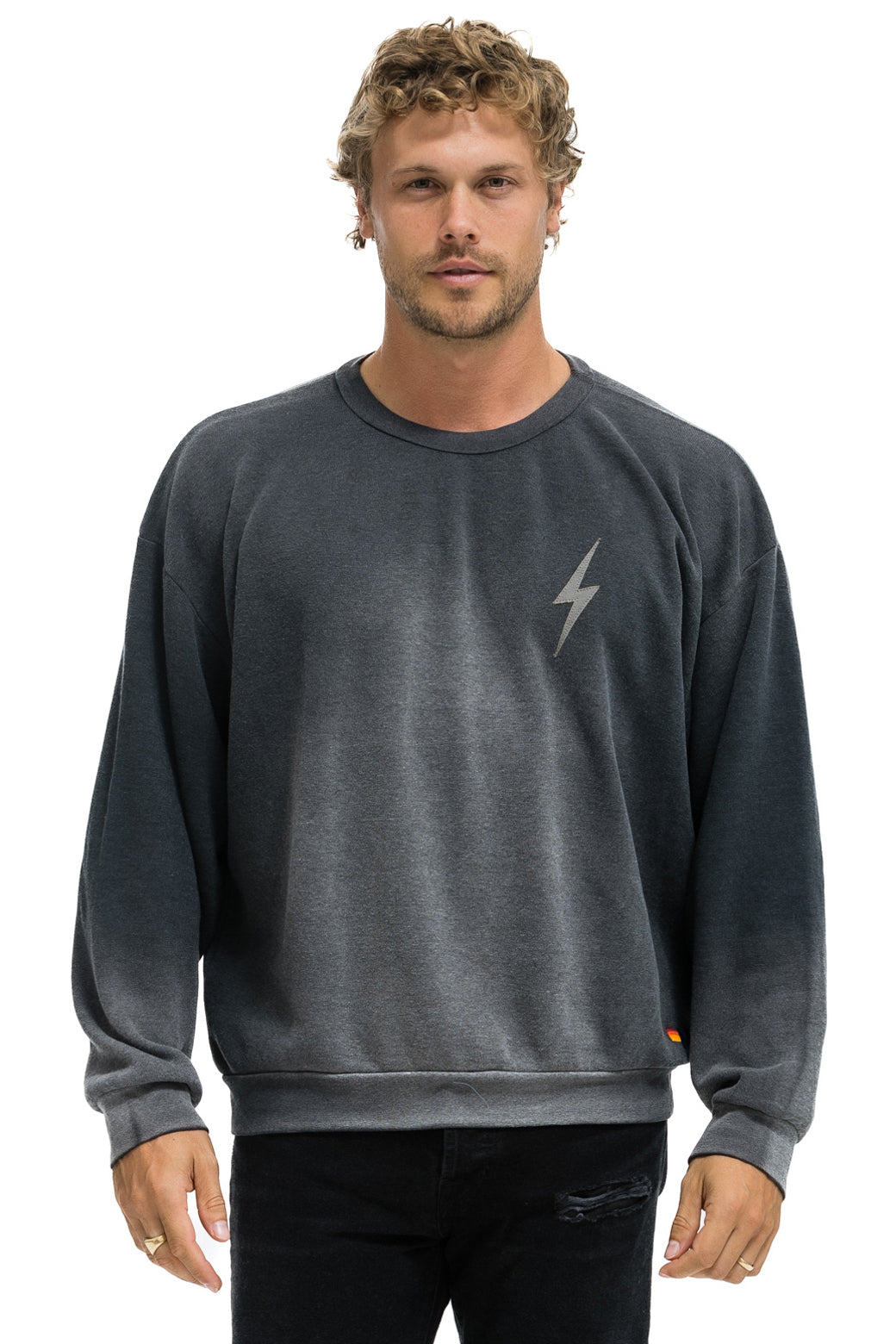 BOLT STITCH 2 RELAXED CREW SWEATSHIRT - FADED SMOKE