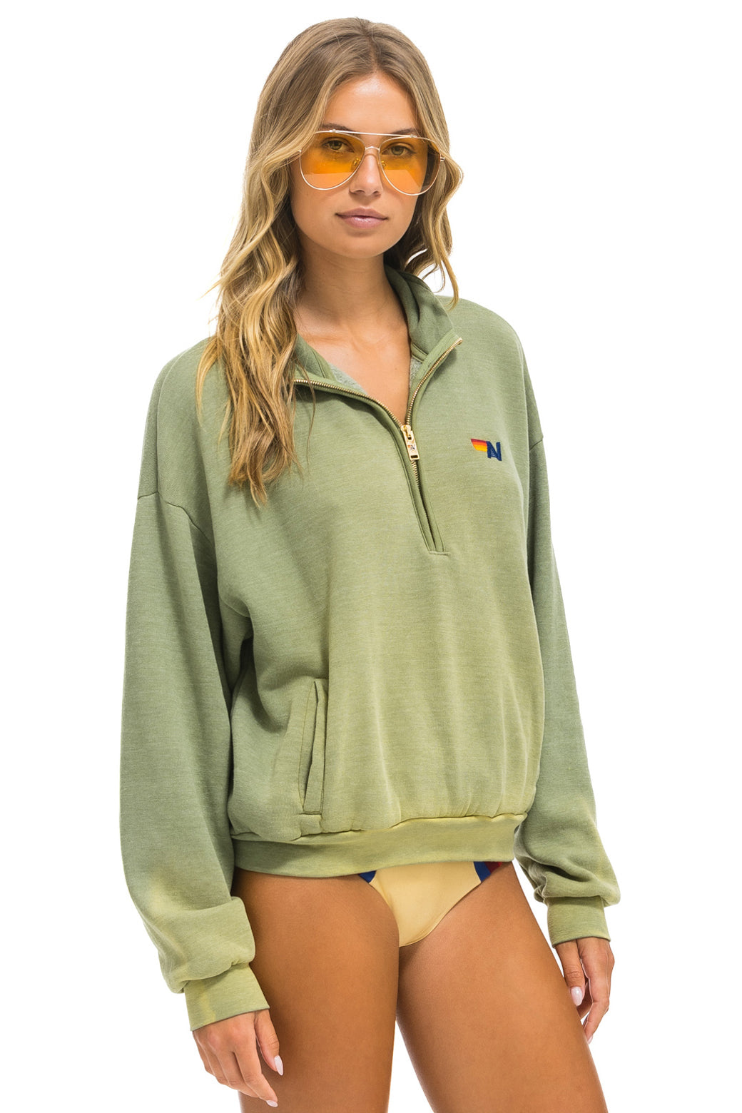 ESSENTIAL HALF ZIP RELAXED SWEATSHIRT - FADED ARMY