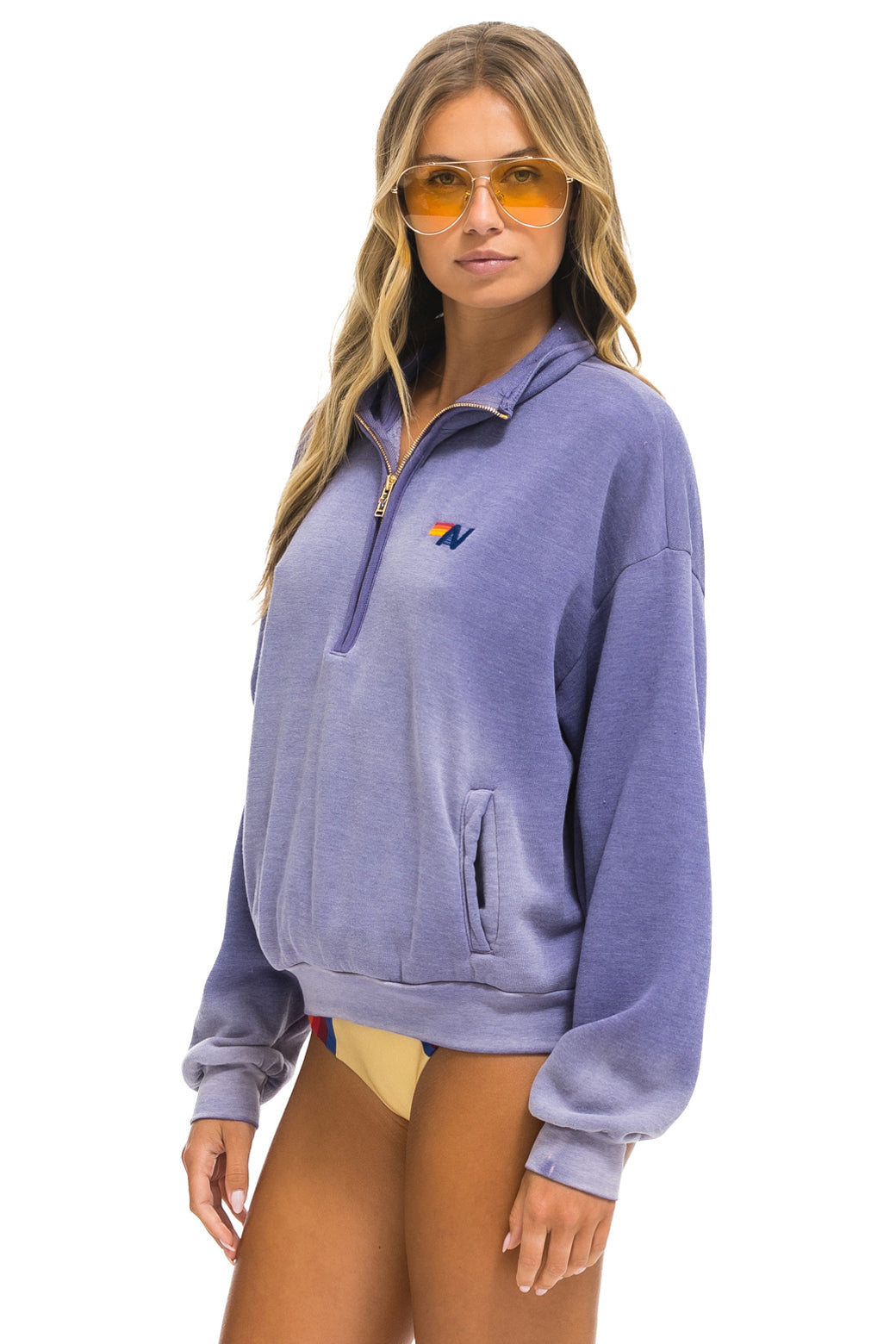 ESSENTIAL HALF ZIP RELAXED SWEATSHIRT - FADED GRAPE