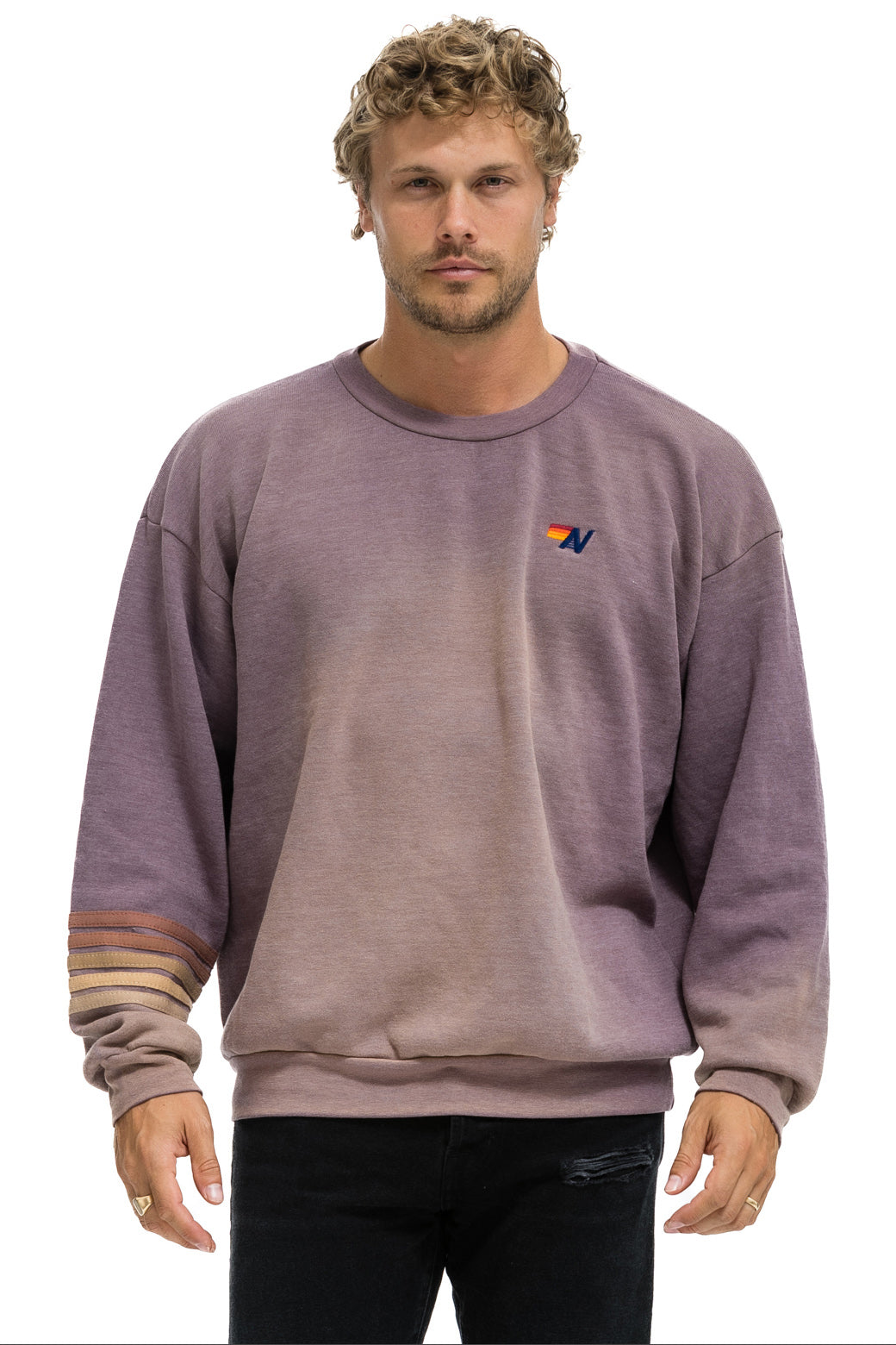 RUGBY STITCH RELAXED CREW SWEATSHIRT - FADED MOCHA