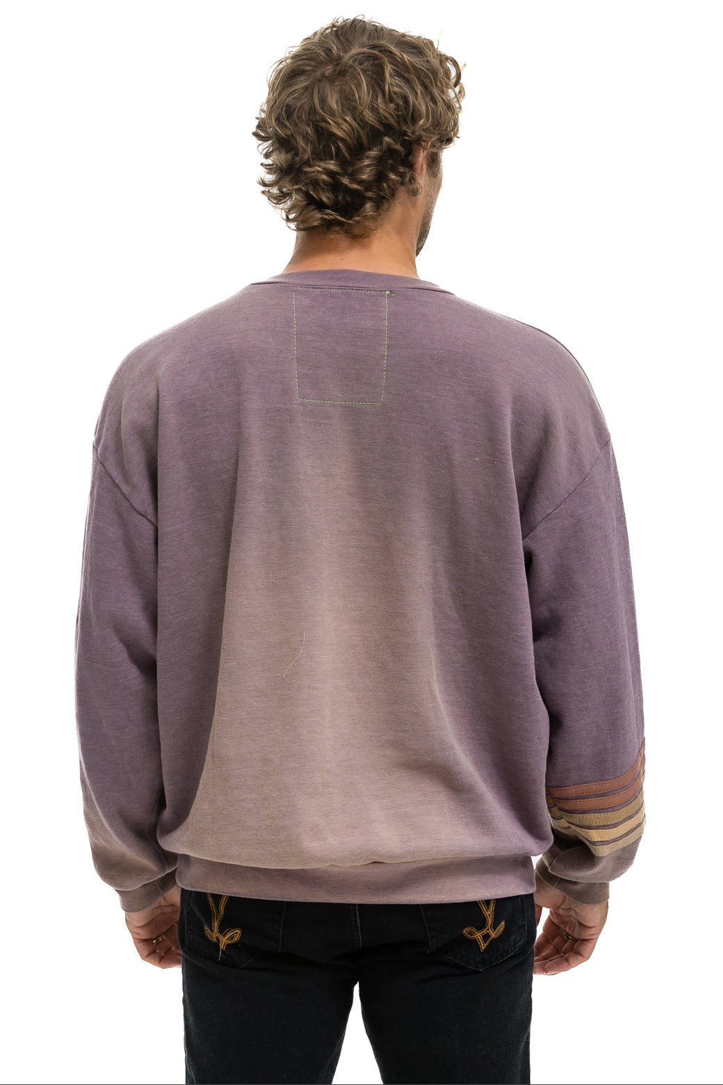 RUGBY STITCH RELAXED CREW SWEATSHIRT - FADED MOCHA