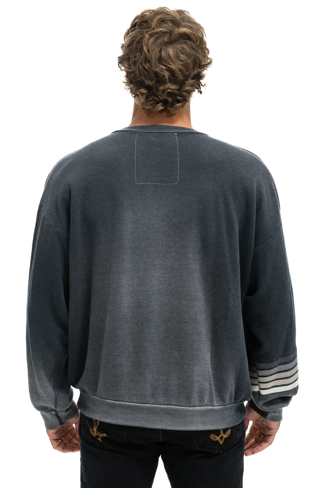 RUGBY STITCH RELAXED CREW SWEATSHIRT - FADED SMOKE