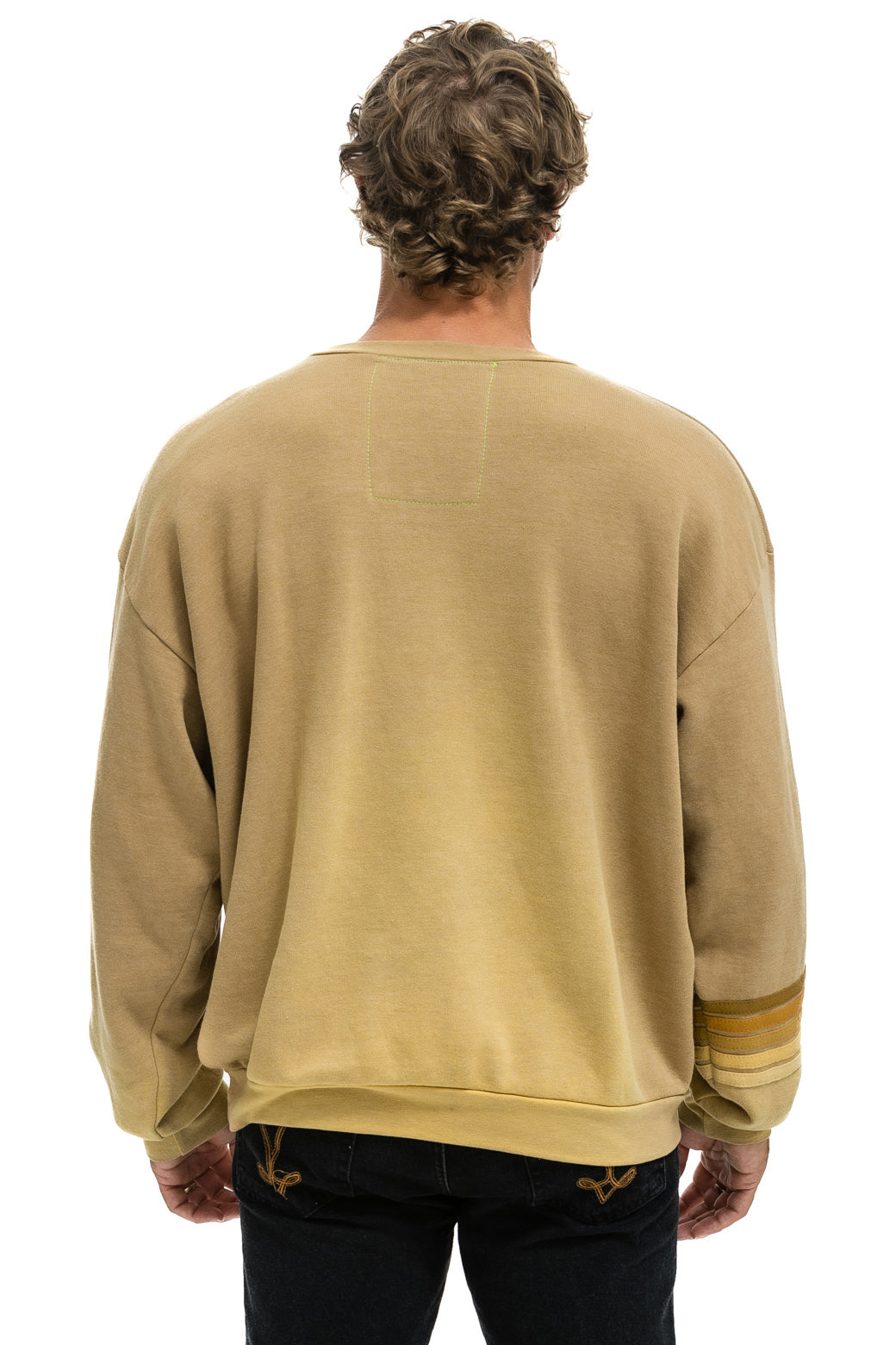 RUGBY STITCH RELAXED CREW SWEATSHIRT - FADED TAN