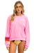 PINK DOLPHIN 5 STRIPE STITCH CREW SWEATSHIRT RELAXED - NEON PINK // PINK // ORANGE