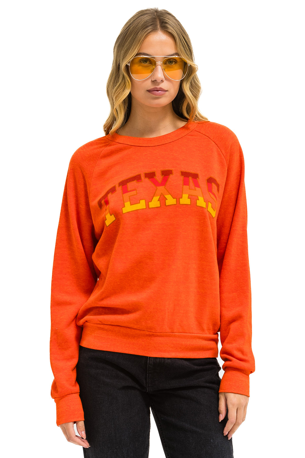 Aviator Nation University of Texas Crew Sweatshirt Orange XL