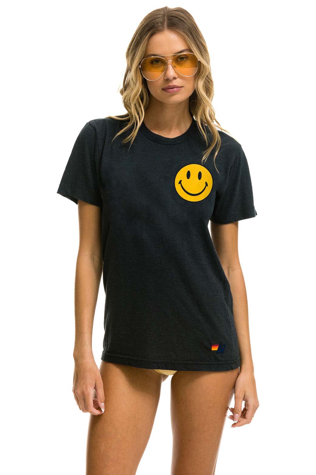 SMILEY 2 CREW TEE - CHARCOAL