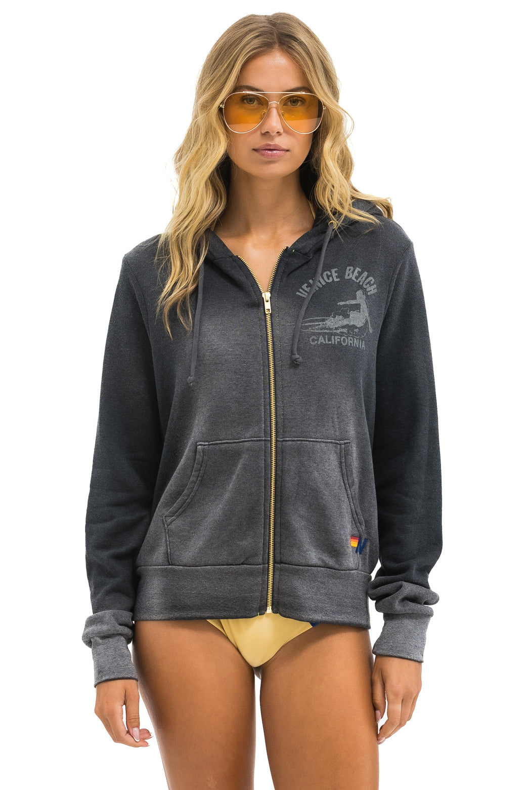 VENICE SURFER ZIP HOODIE - FADED SMOKE