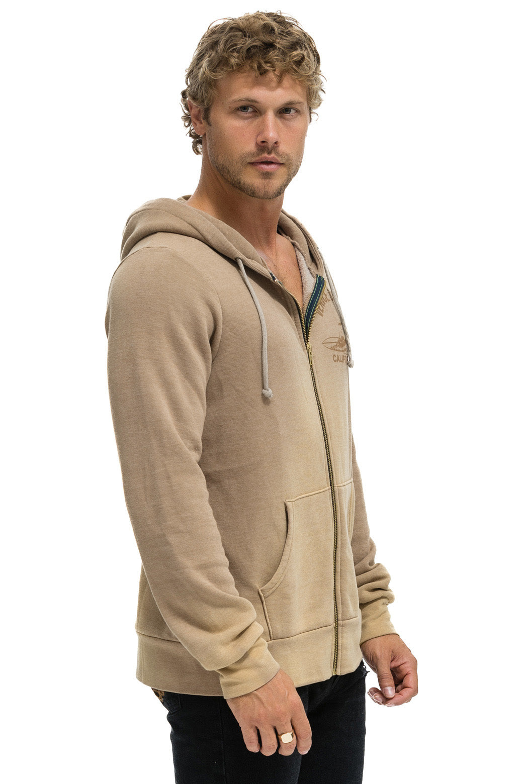 VENICE SURFER ZIP HOODIE - FADED TAN