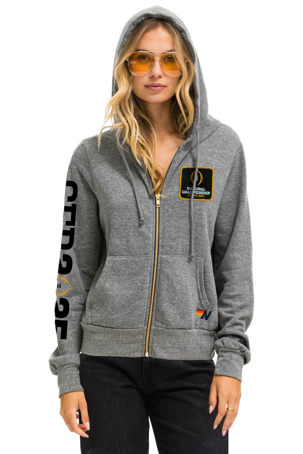 NOTRE DAME CFP 2025 UNISEX ZIP HOODIE - HEATHER GREY