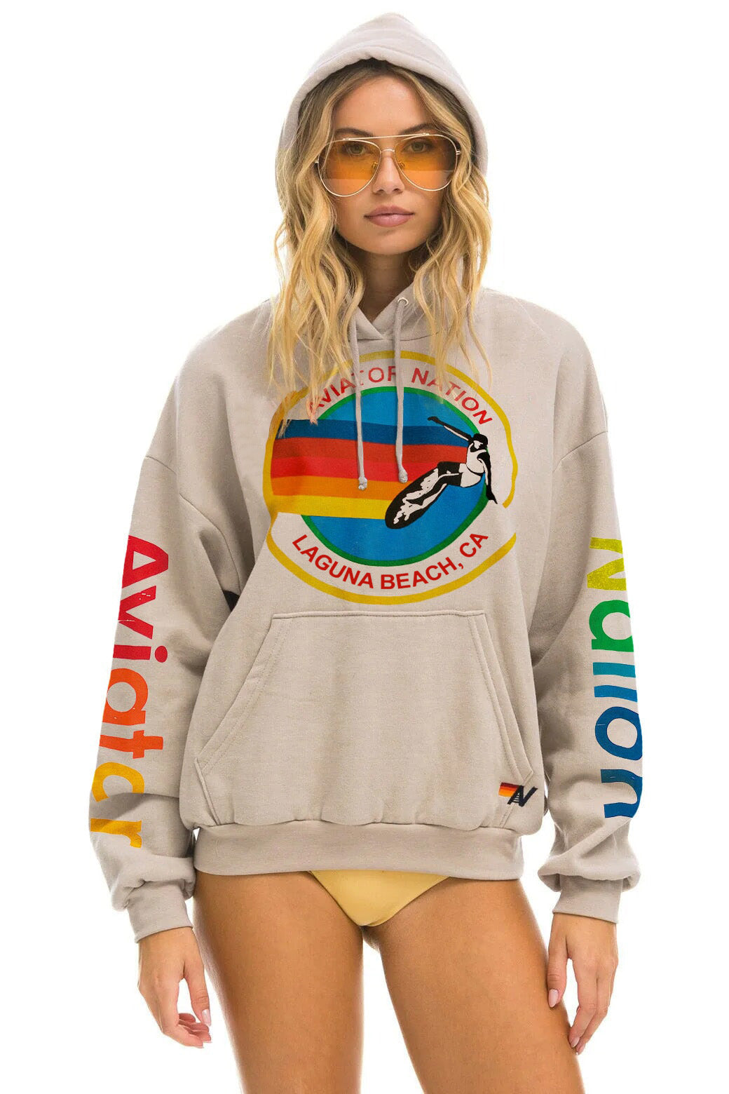 AVIATOR NATION LAGUNA BEACH RELAXED PULLOVER HOODIE - SAND