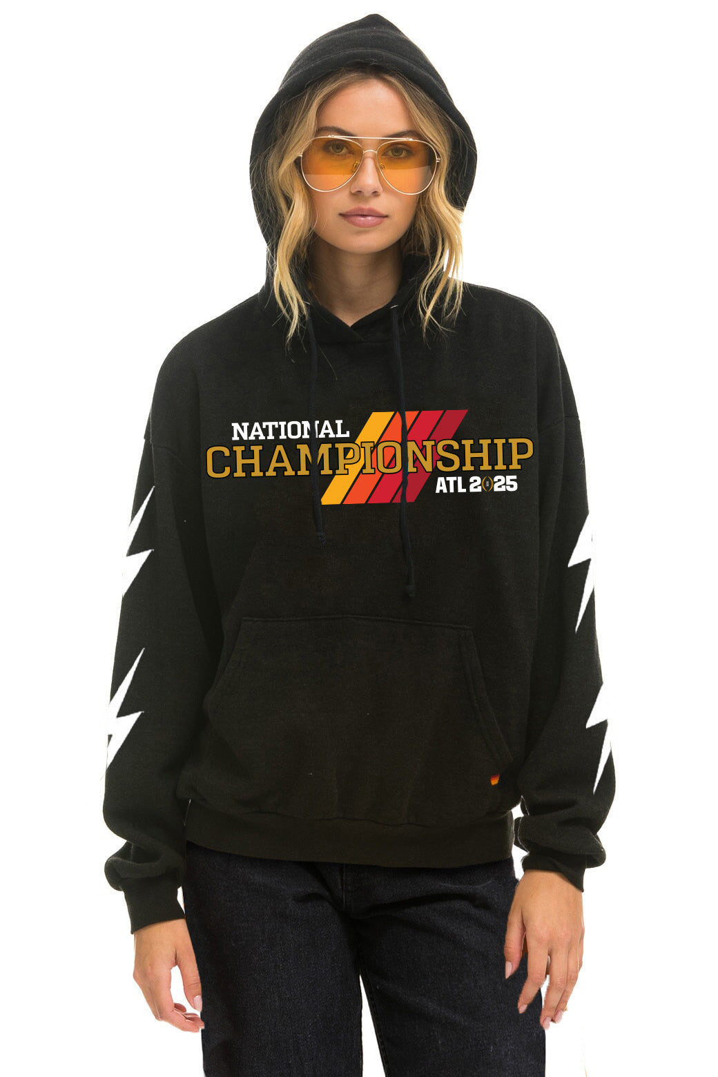 CFP NATIONAL CHAMPIONSHIP TEAMS 2025 RELAXED PULLOVER HOODIE - BLACK