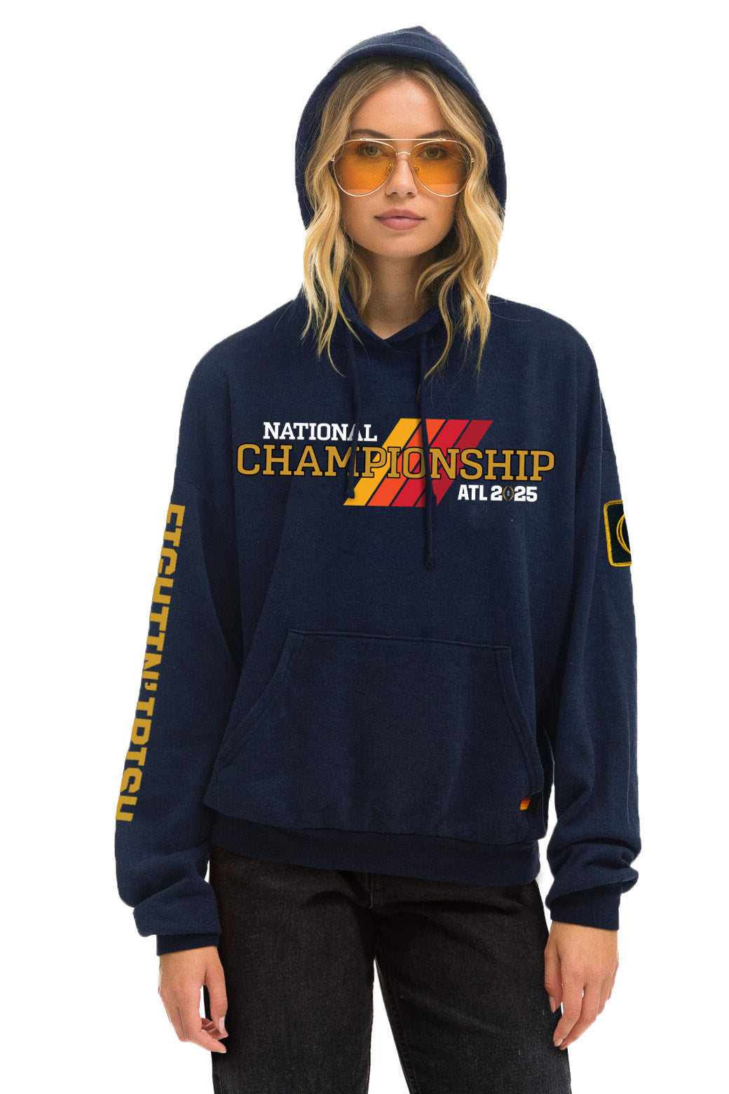 NOTRE DAME CFP 2025 UNISEX RELAXED PULLOVER HOODIE - NAVY