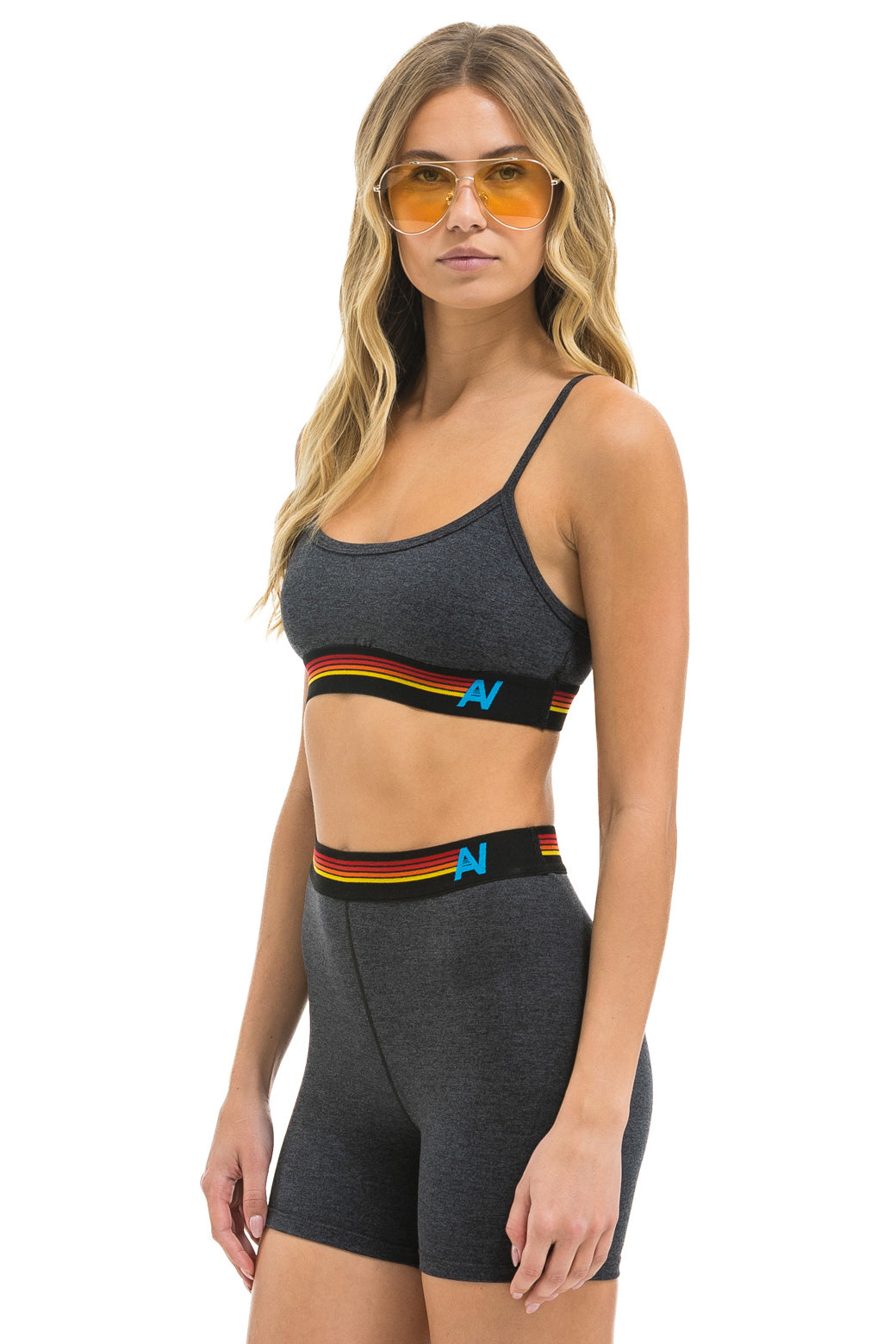 LOGO 4 INCH HI-RISE BIKER SHORT - CHARCOAL