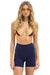 5 STRIPE RAINBOW 4 INCH HI-RISE BIKER SHORT - NAVY