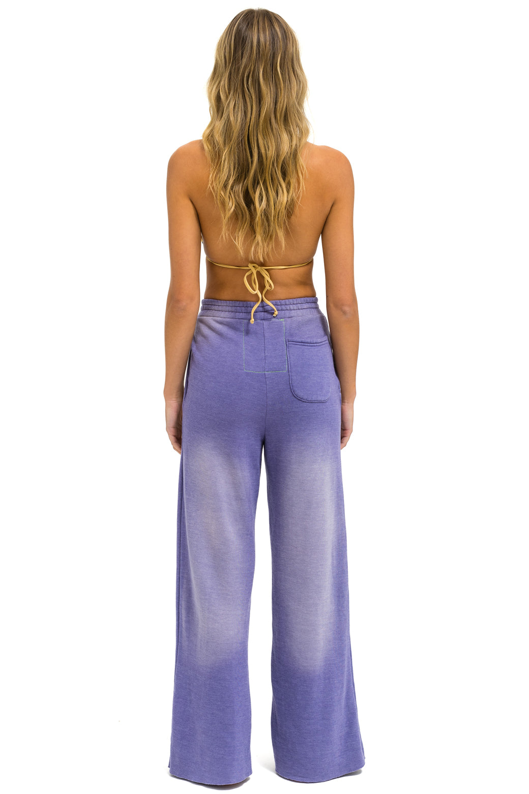 BOLT STITCH WIDE LEG POCKET SWEATPANTS - FADED GRAPE