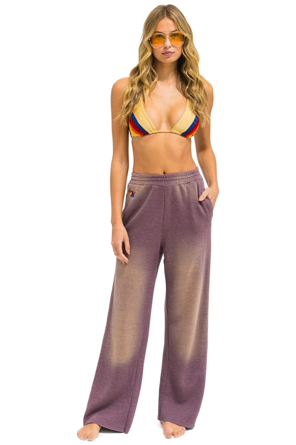 ESSENTIAL WIDE LEG POCKET SWEATPANTS - FADED MOCHA