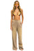 RUGBY STITCH WIDE LEG POCKET SWEATPANTS - FADED TAN