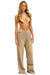 RUGBY STITCH WIDE LEG POCKET SWEATPANTS - FADED TAN