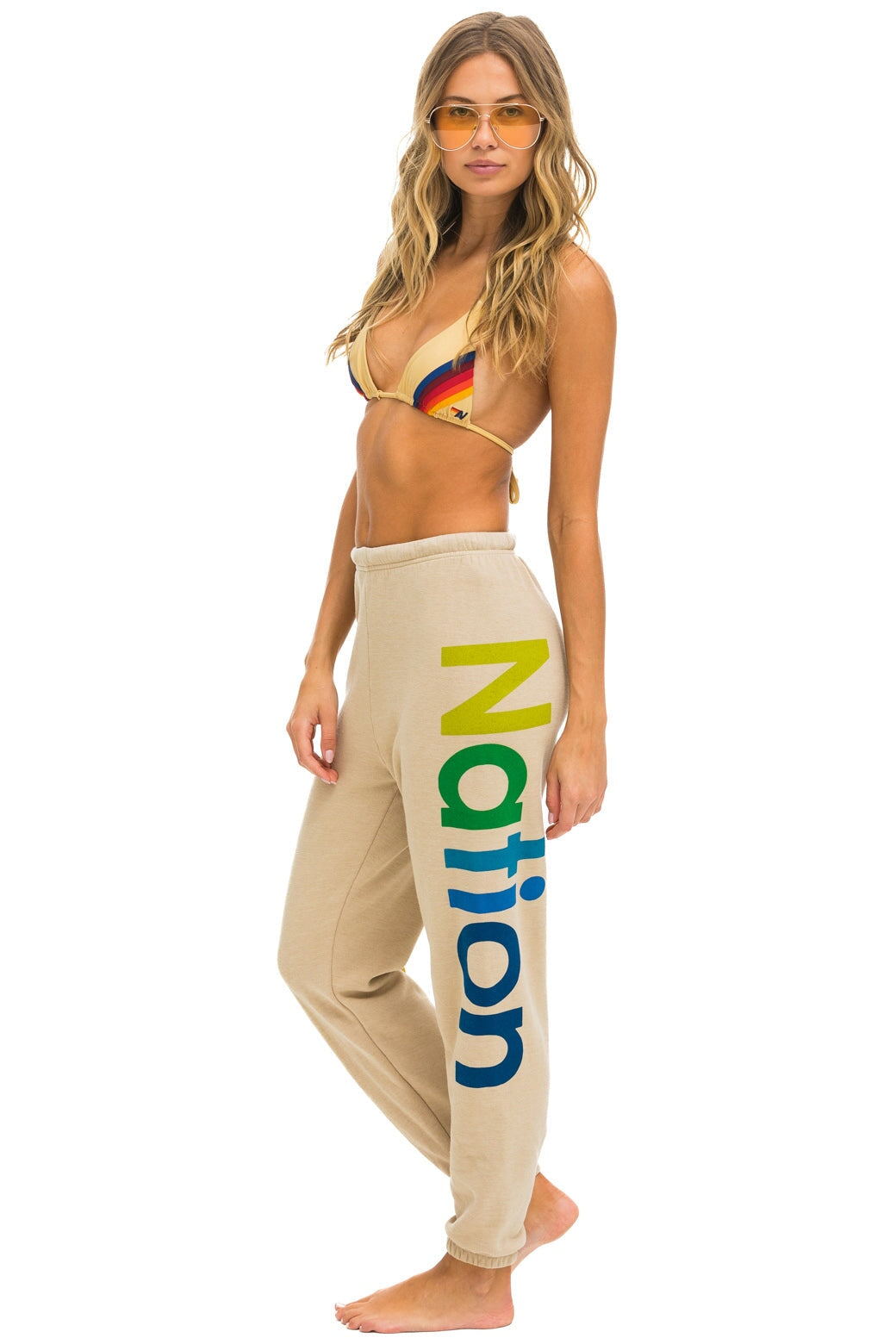 AVIATOR NATION 2 SWEATPANTS - SAND Women's Sweatpants Aviator Nation 