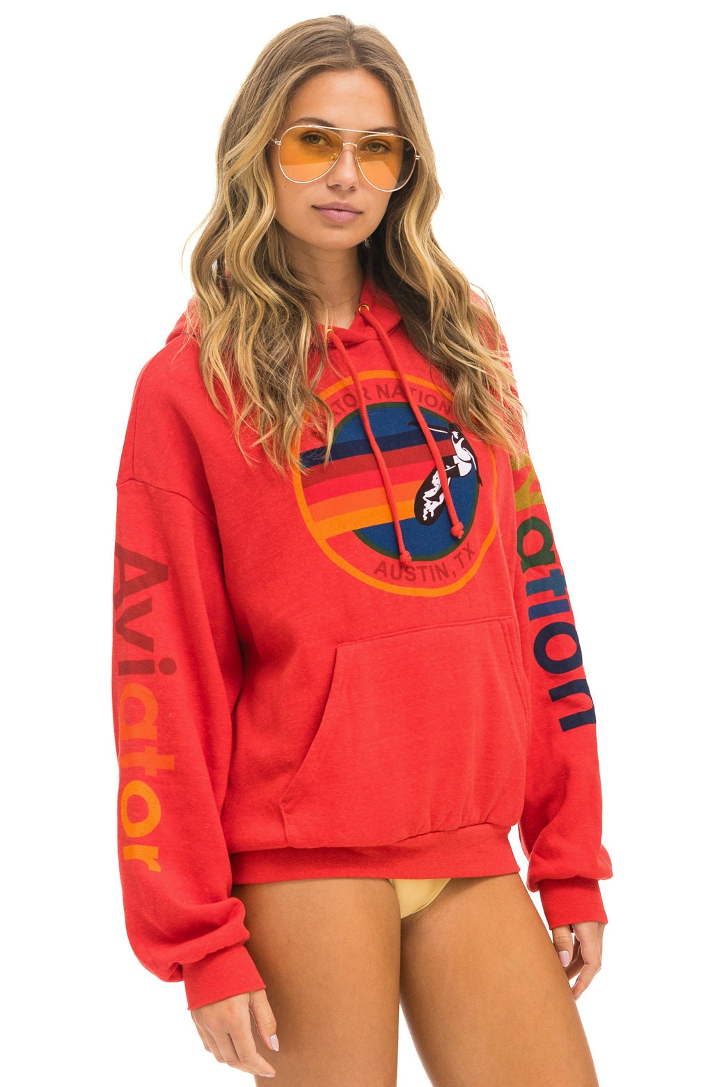 AVIATOR NATION AUSTIN RELAXED PULLOVER HOODIE - RED Hoodie Aviator Nation 